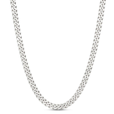 Toscano 24-Inch Mirror Curb Necklace, 14K White Gold