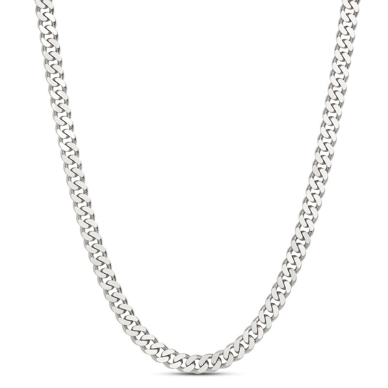 Toscano 24-Inch Mirror Curb Necklace, 14K White Gold image number 0