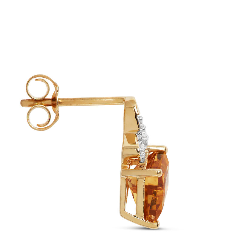 Kite Cut Citrine and Diamond Earrings, 14K Yellow Gold image number 1