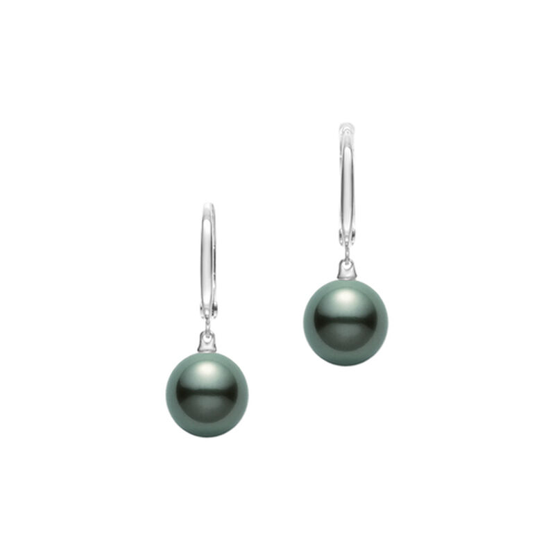 Mikimoto Black South Sea Cultured Pearl Earrings in 18K White Gold image number 0