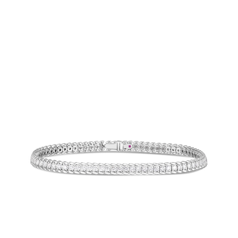 Roberto Coin Classic Diamond Ribbed Tennis Bracelet 18K White Gold. 7 Inch image number 0