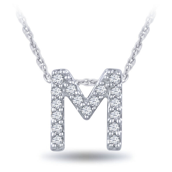 Diamond Initial Pendant 14K Letter 'M'