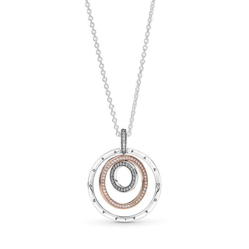 Pandora Two-tone Circles CZ Pendant & Necklace image number 0