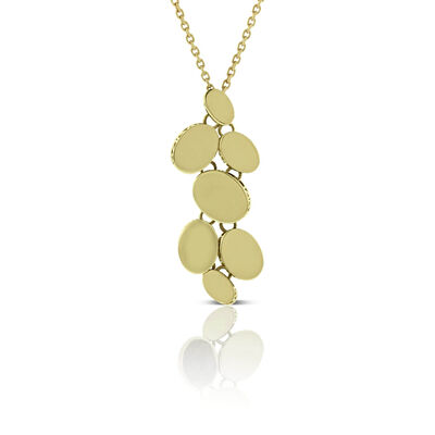 Toscano Mirrored Oval Disc Necklace 14K