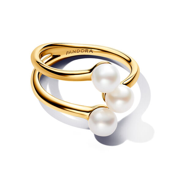 Pandora Essence Open Ring treated freshwater cultured pearl 14k Gold-plated