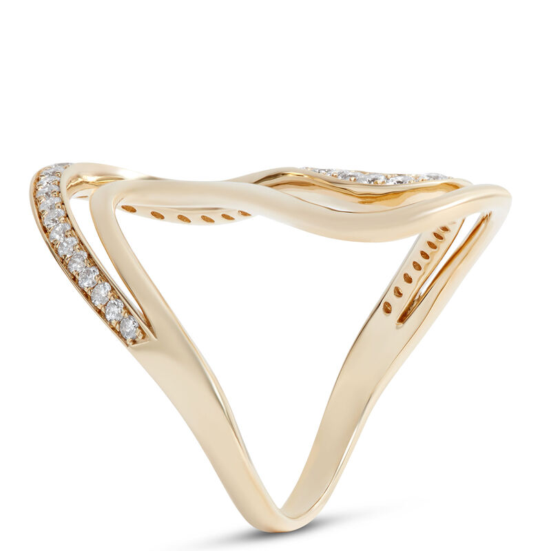 Elongated Double Swirl Diamond Ring, 14K Yellow Gold image number 1