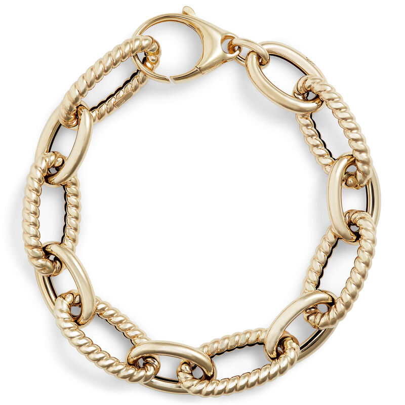 Toscano Oval and Twisted Link Bracelet, 14K Yellow Gold image number 0