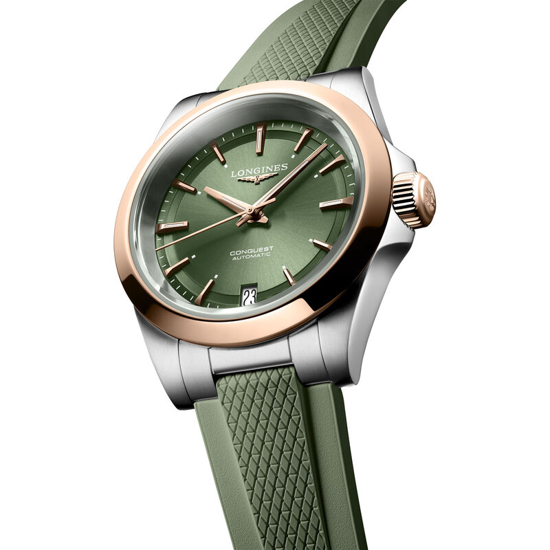 Longines Green Dial And Green Rubber Strap  Watch, 34mm image number 1