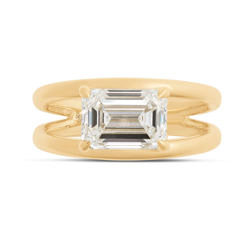 Bella Ponte Split Shank Emerald Cut Diamond Engagement Ring, 14K Yellow Gold image number 3