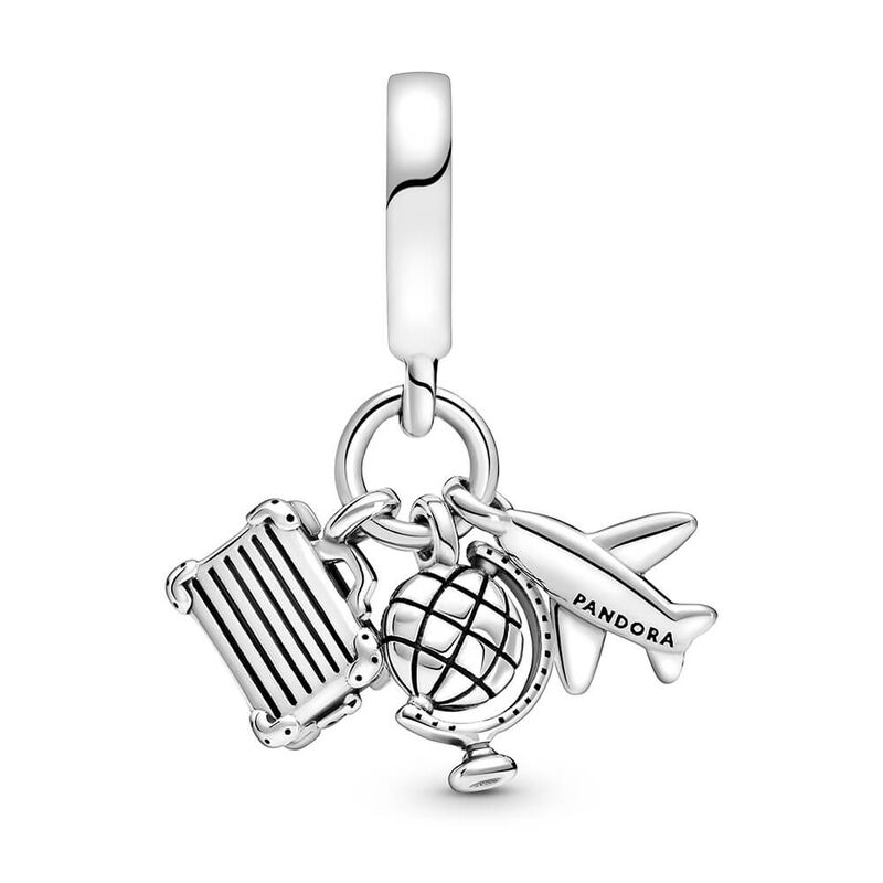 Pandora Moments Women's Sterling Silver Airplane, Globe & Suitcase