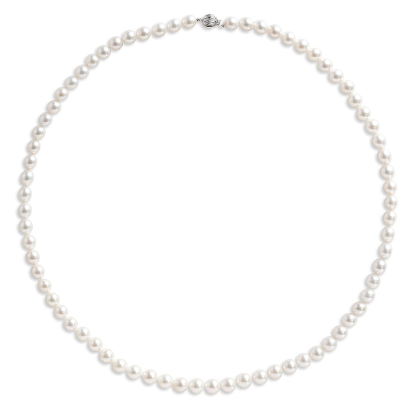 23.5-Inch Akoya Pearl Necklace, 14K White Gold image number 1