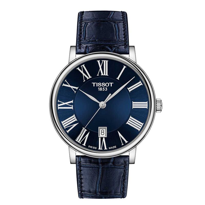 Tissot Carson Premium Blue Dial Leather Quartz Watch, 40mm image number 0