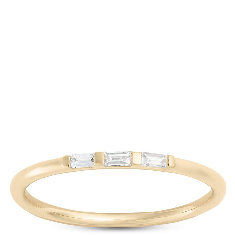 Three Baguette Diamond Ring, 14K Yellow Gold image number 0