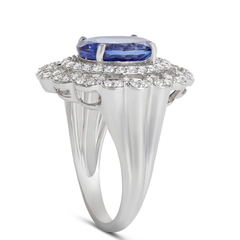 Oval Tanzanite and Diamond Ring, 18K White Gold image number 1