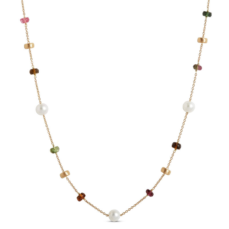 Toscano 24-Inch Multicolored Gemstone Bead Necklace, 14K Yellow Gold image number 0