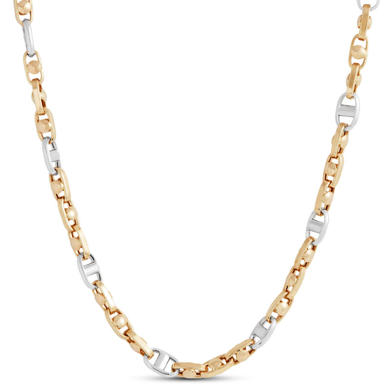 Toscano Anchor Link Two-Tone Necklace, 14k White and Yellow Gold image number 0