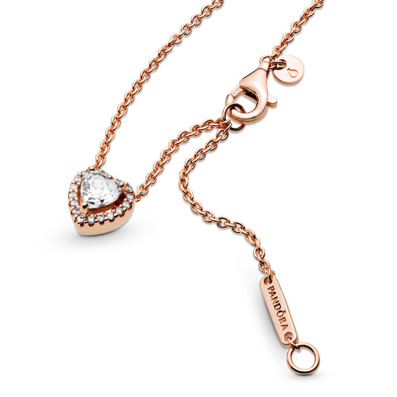 Pandora Sparkling Heart Tennis Bracelet, Rose Gold-Plated