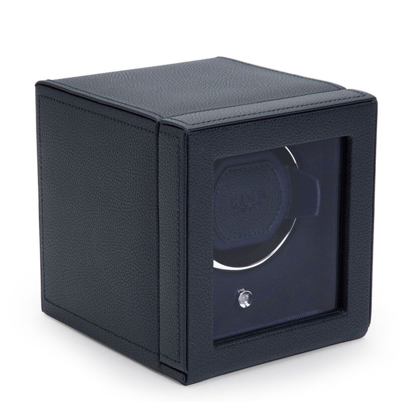 WOLF Cub Single Watch Winder With Cover, Navy image number 1