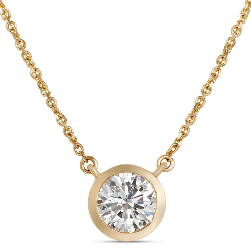 Bezel-Set Solitaire Diamond Necklace, 18K Yellow Gold image number 0