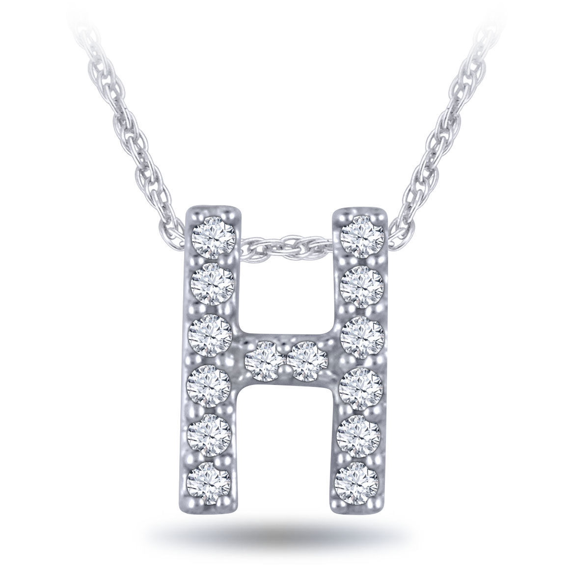 Diamond Initial Pendant 14K Letter 'H'
