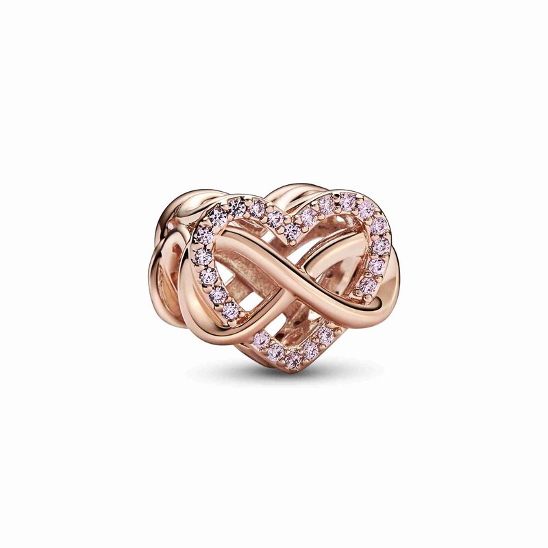 Sparkling Infinity Stud Earrings, Rose gold plated