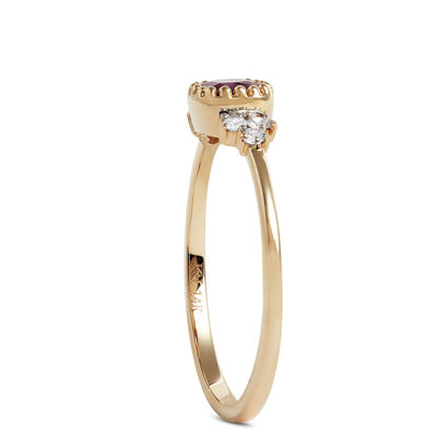 Cushion Cut Amethyst and Diamond Ring, 14K Yellow Gold