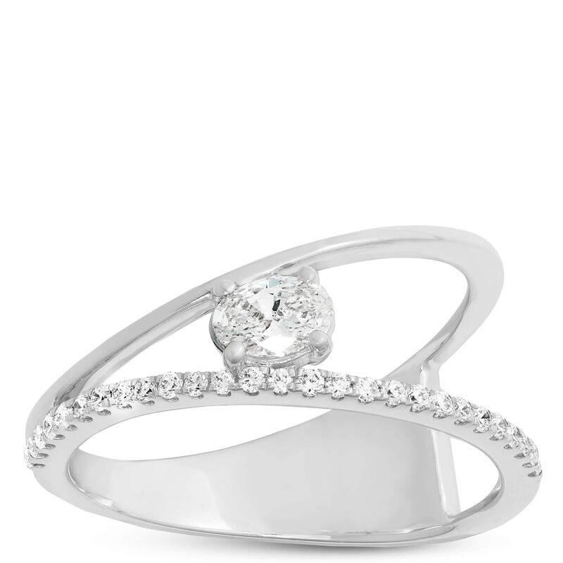 Oval Diamond Ring, 14K White Gold image number 0