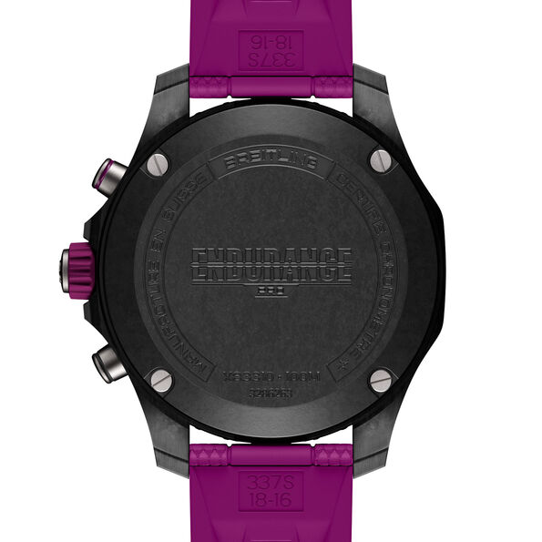Breitling Endurance Pro Black Dial And Purple Rubber Strap Watch, 38mm
