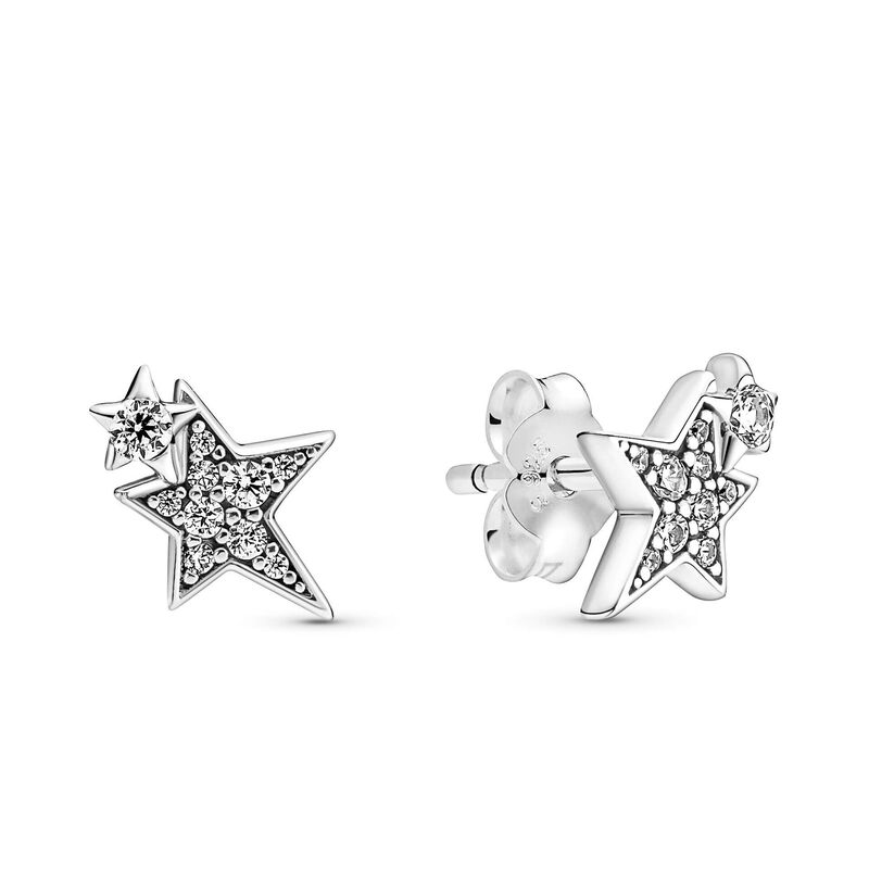 Pandora Sparkling CZ Asymmetric Stars Stud Earrings image number 0