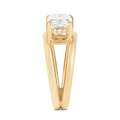 Bella Ponte Split Shank Emerald Cut Diamond Engagement Ring, 14K Yellow Gold