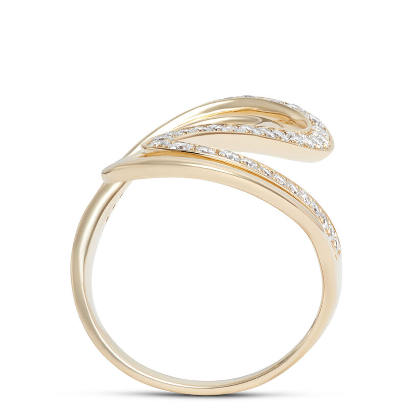 Elongated Double Swirl Diamond Ring, 14K Yellow Gold image number 2