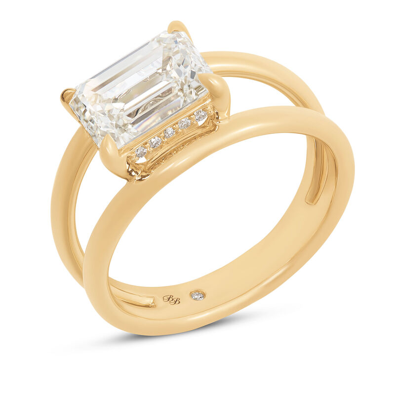 Bella Ponte Split Shank Emerald Cut Diamond Engagement Ring, 14K Yellow Gold image number 0