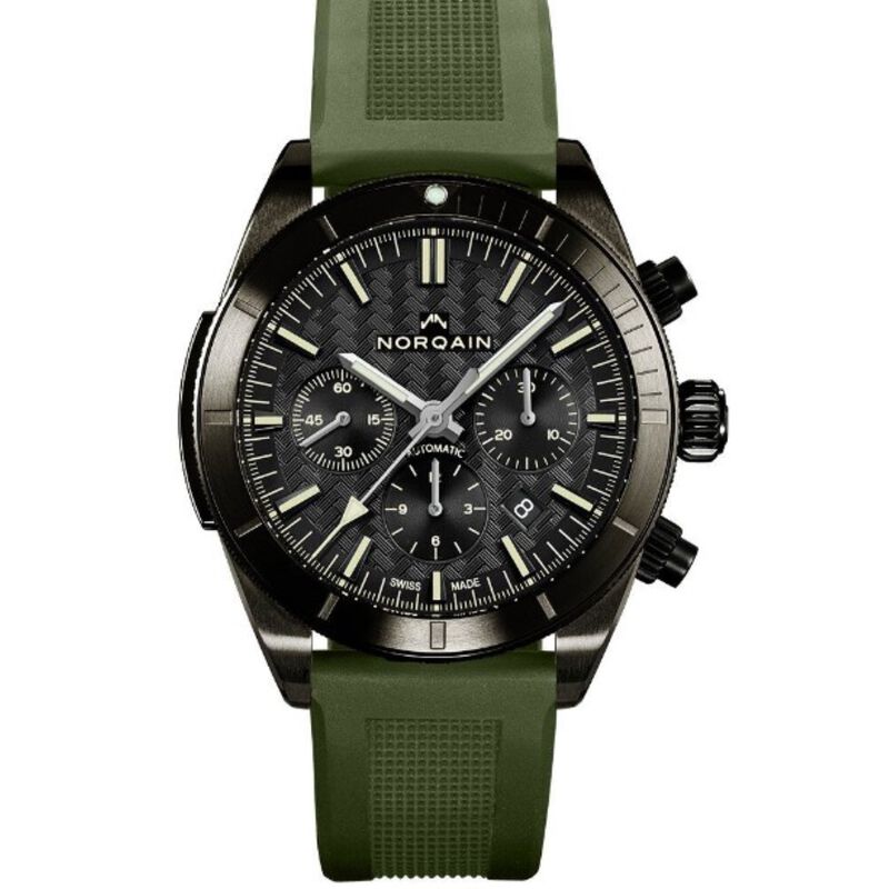 Norqain Adventure Sport Black Dial Khaki Green Rubber Strap DLC Buckle Watch , 42mm image number 0