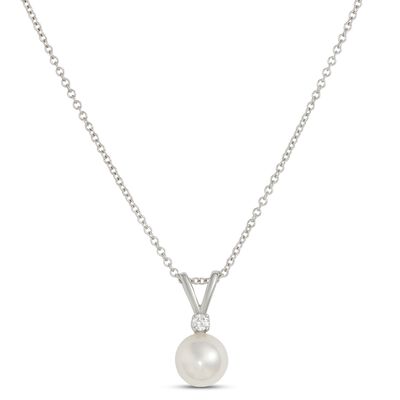 Akoya Pearl Pendant, 18K White Gold