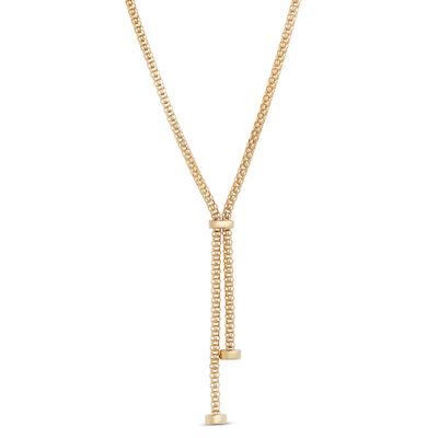 Toscano 20-Inch Popcorn Link Lariat Necklace, 14K Yellow Gold