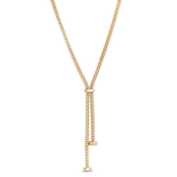 Toscano 20-Inch Popcorn Link Lariat Necklace, 14K Yellow Gold