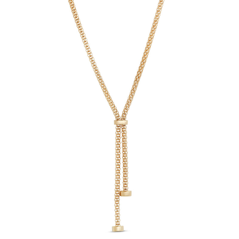 Toscano 20-Inch Popcorn Link Lariat Necklace, 14K Yellow Gold image number 0