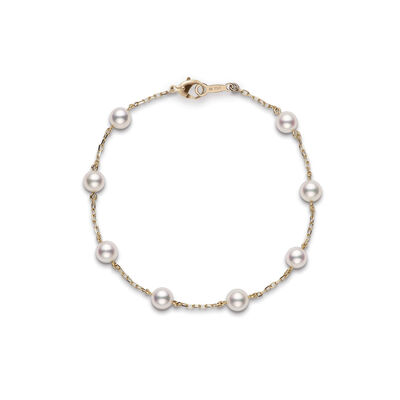 Mikimoto Akoya Cultured Pearl Station Bracelet, 18K Yellow Gold