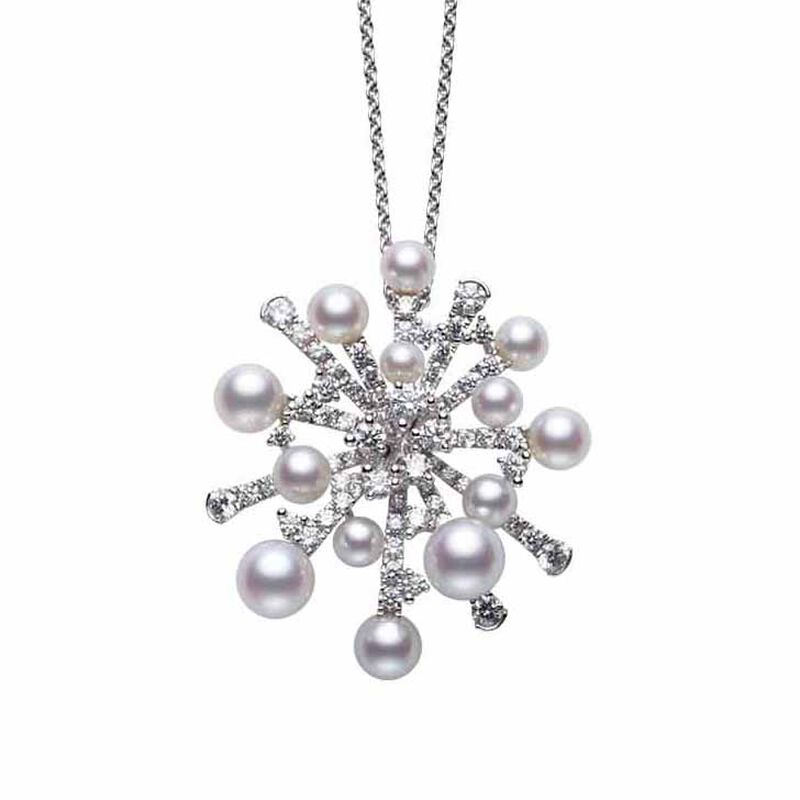 Mikimoto Splash Akoya and Diamond Pendant, 18K White Gold image number 0