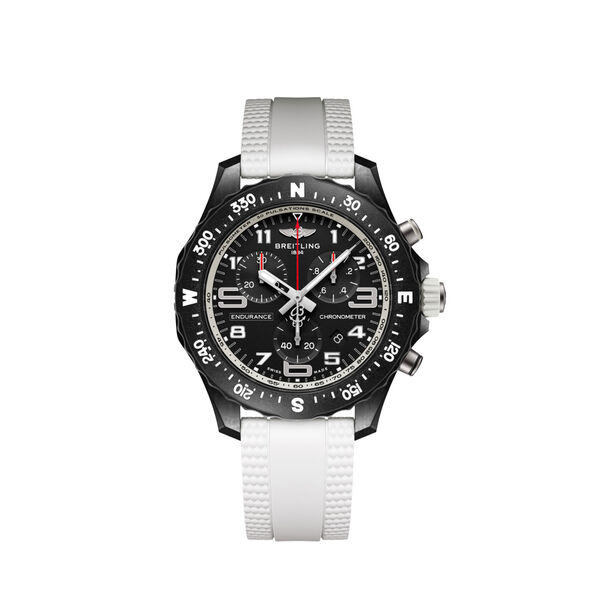 Breitling Endurance Pro Black Dial And White Rubber Strap Watch, 38mm