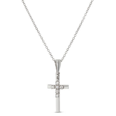 Diamond Double Cross Pendant 14K