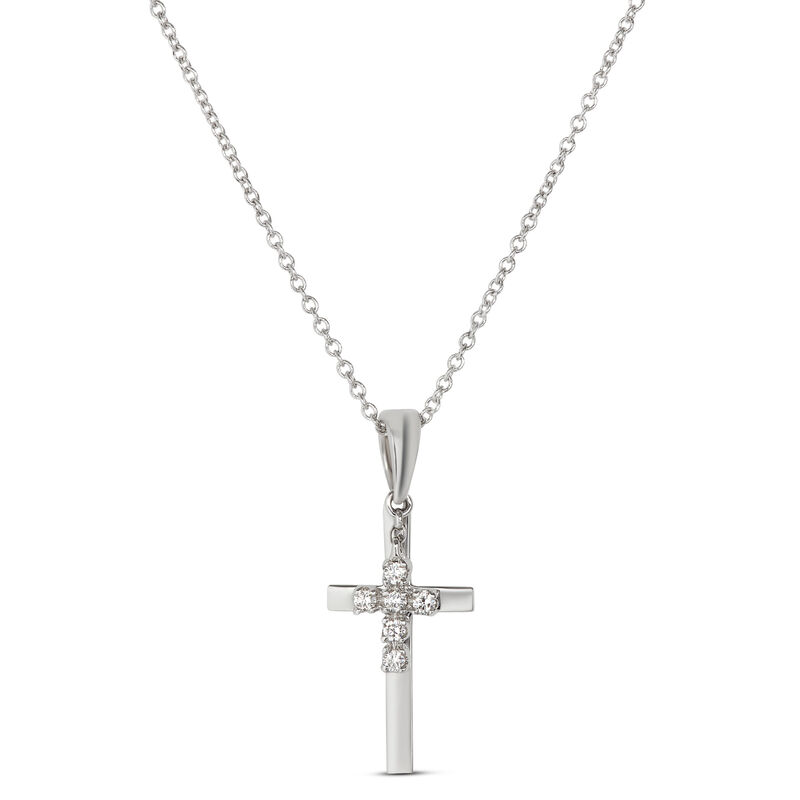 Diamond Double Cross Pendant 14K image number 0