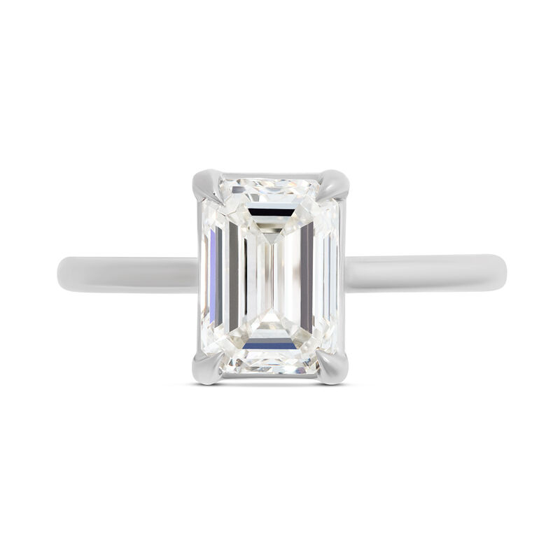 Bella Ponte Emerald Cut Diamond Engagement Ring, 14K White Gold image number 3