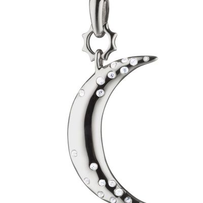 Monica Rich Kosann "Dream" Moon Charm with Sapphires, Sterling Silver