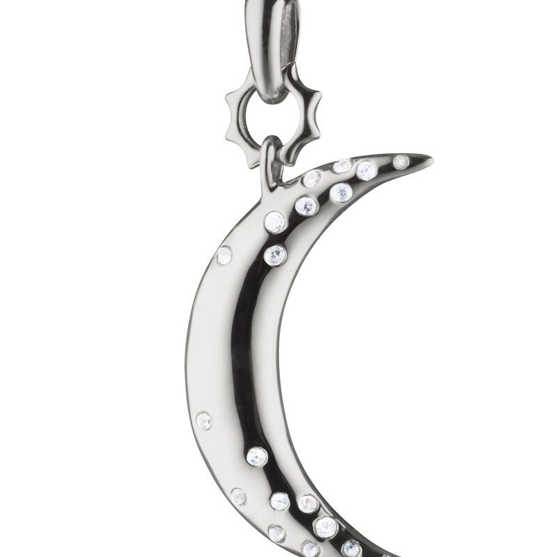 Monica Rich Kosann "Dream" Moon Charm with Sapphires, Sterling Silver image number 0