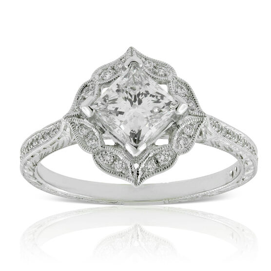Princess Cut Halo Diamond Engagement Ring 14K | Ben Bridge Jeweler