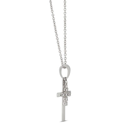 Diamond Double Cross Pendant 14K