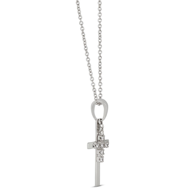 Diamond Double Cross Pendant 14K image number 1