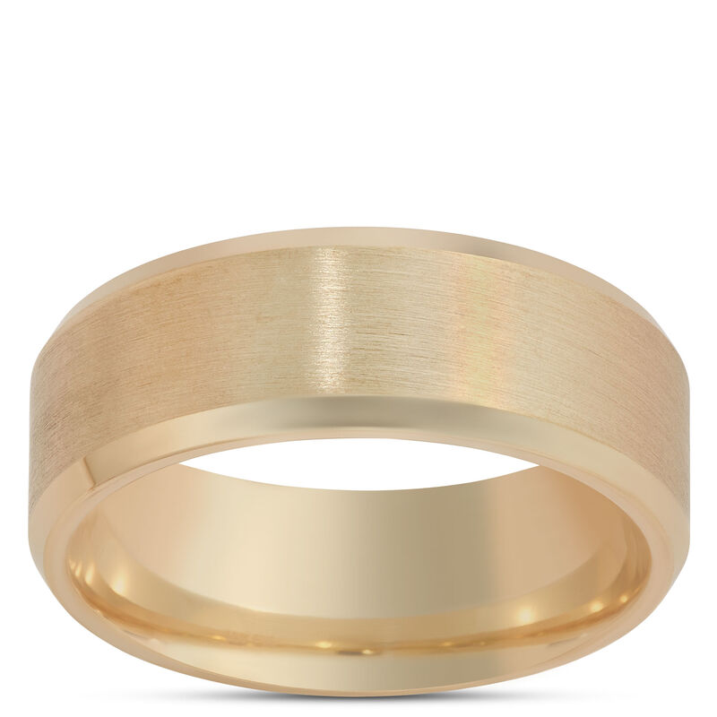 Brushed Gents Wedding Band, 14K Yellow Gold image number 0