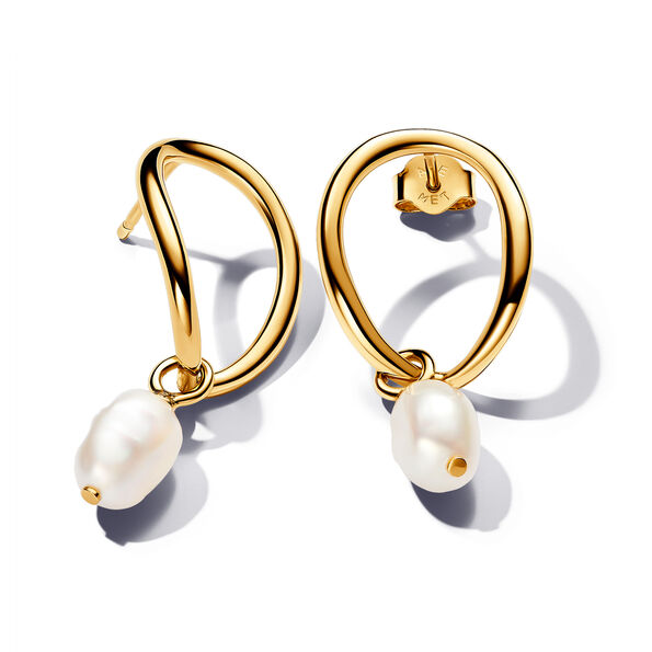 Pandora Essence Organically Shaped Circle & Baroque Treated Freshwater Cultured Pearl Earrings